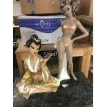 2 1950s plaster lady figures