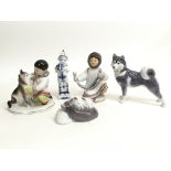 Five porcelain figures including a Royal Copenhage