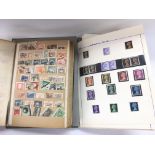 Two stamp albums, one containing GB and one contai