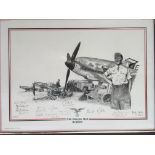A multiple signed print of WW2 Luftwaffe pilots, a