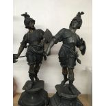 A pair of speltar figures in the form of Roman sol