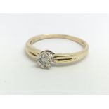 A 9ct yellow gold and diamond solitaire, approx 0.