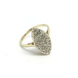 An 18ct yellow gold and diamond marquise shape clu