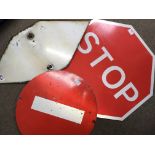 An octagonal road Stop sign, No Enter Round sign a