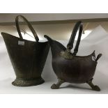 Two Victorian brass coal buckets