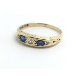 A vintage 18ct yellow gold, diamond and sapphire r