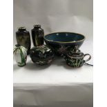 A collection of cloisonné including vases bowl and
