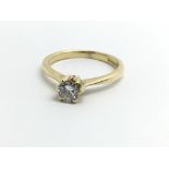 An 18ct yellow gold and diamond solitaire ring, ap