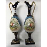 A large pair of hand painted Rudolstadt porcelain