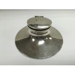 A silver capstan inkwell with inscription, Birming