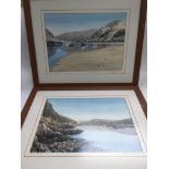 A pair of signed and numbered prints of boats in a