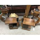 A pair of Art Deco walnut smokers stands with open