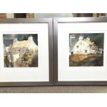 Two limited edition framed prints of cottages, sig