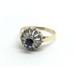 An 18ct yellow gold 1930s sapphire and diamond rin