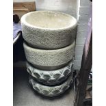 2 pairs of large concrete plant pots. 49cm diamete