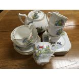 A 1930s bone china Durance pattern tea set. (5sett