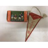 An Arsenal pennant from 1950s and a boxed set of K