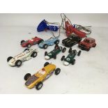 Scalextric, a collection of loose cars and control