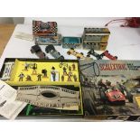 Scalextric, a box containing a collection of cars