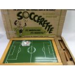 A vintage boxed Soccerette table football game.