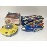 Space toys, boxed, tinplate, Japanese, Moonranger