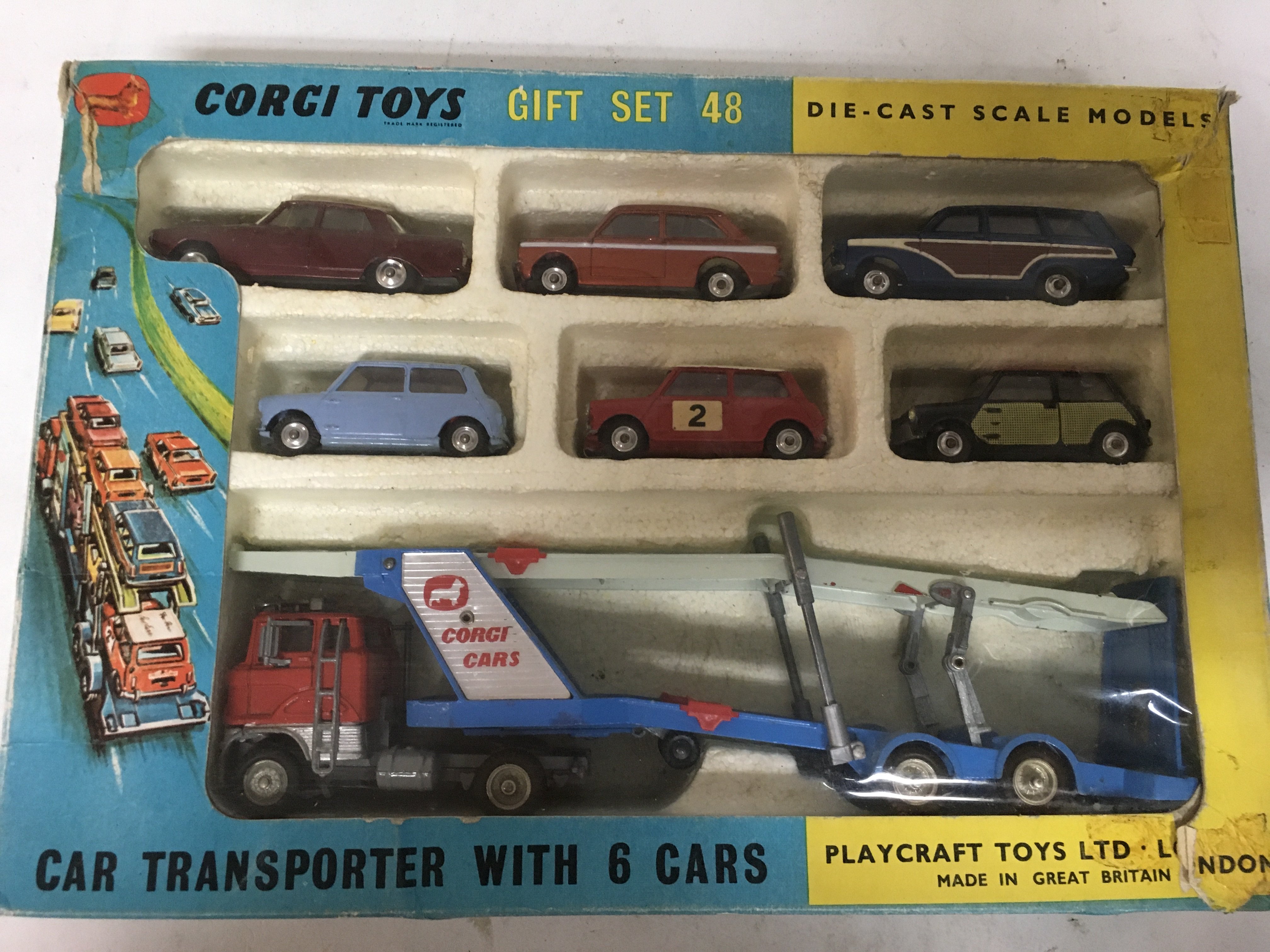 Corgi toys, boxed, Gift set #48, car transporter w