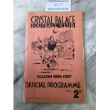 36/37 Crystal Palace v Aldershot Football Programm