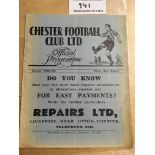36/37 Chester City v Hull Football Programme: Leag