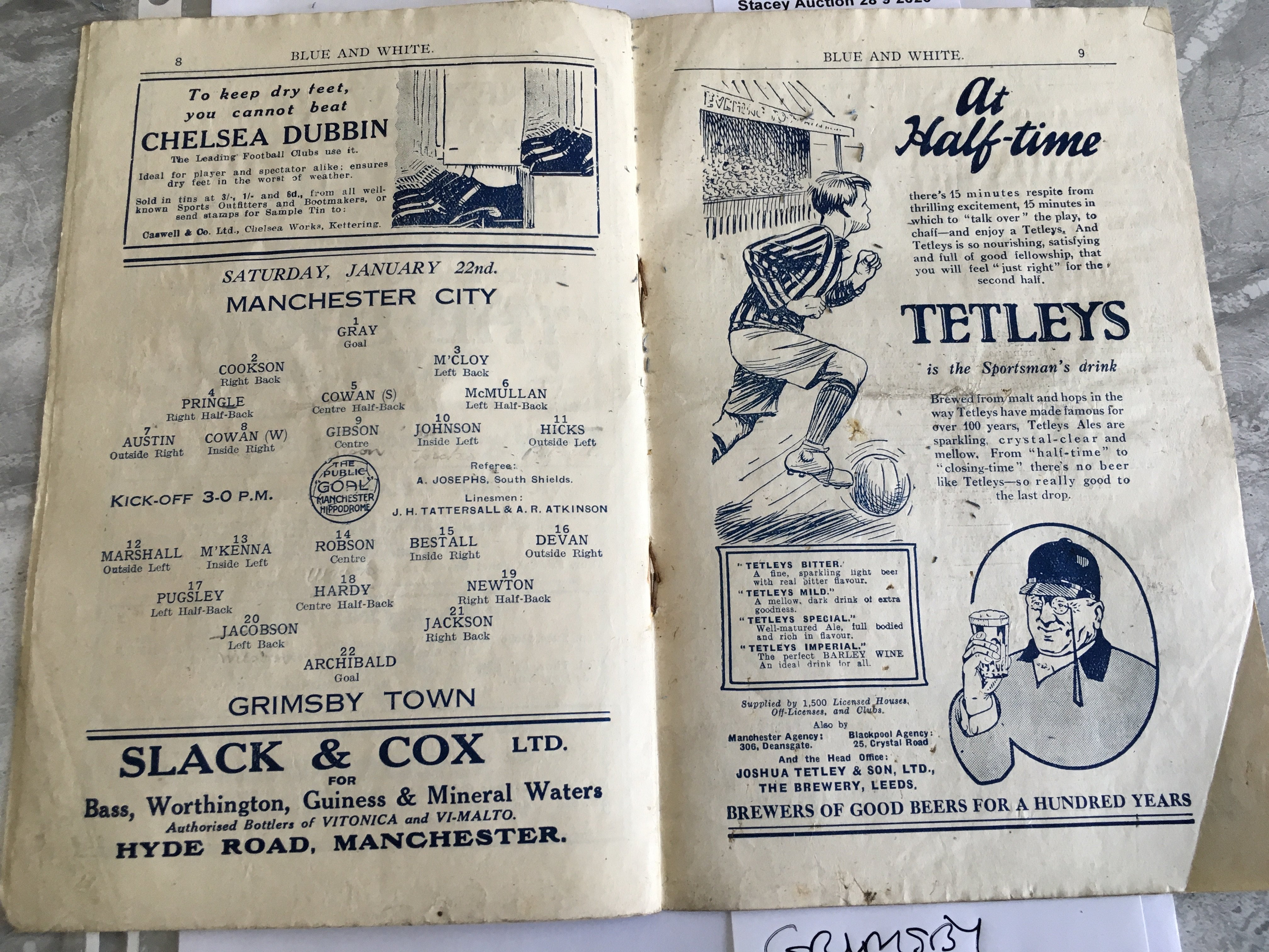 1926/27 Manchester City v Grimsby Town Football Pr - Image 2 of 2