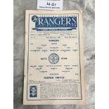 47/48 Rangers v Partick Thistle Football Programme