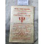 1924/25 Clapton v Woking Football Programme: Isthm