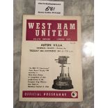 65/66 West Ham v Aston Villa Postponed Football Pr