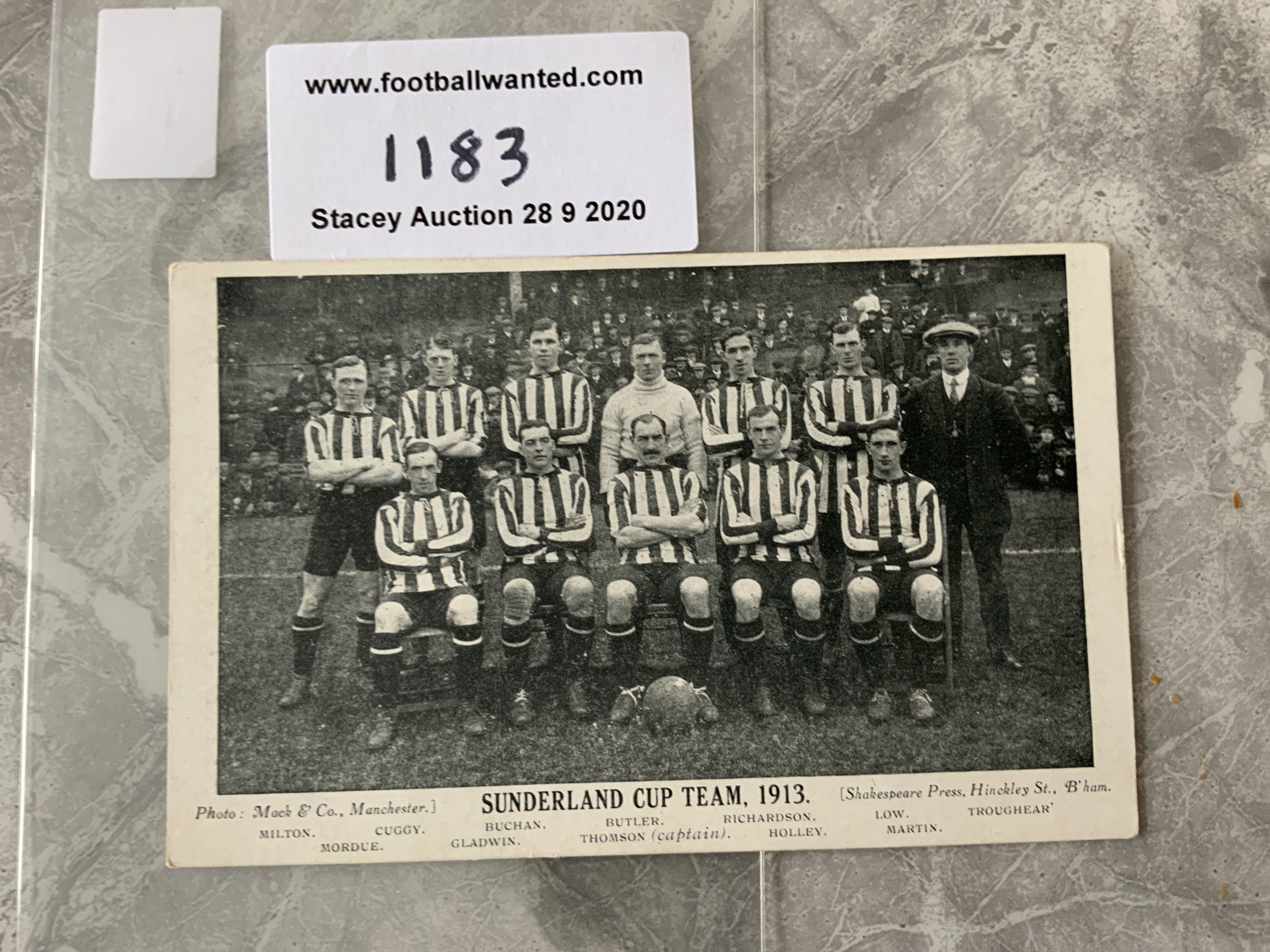 1913 Sunderland FA Cup Final Team Football Postcar