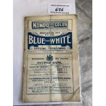 1925/26 Manchester City v Liverpool Football Progr