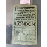 1913 FA Cup Final Railway Hand Bill: Aston Villa v
