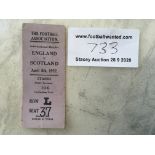 1922 England v Scotland Football Ticket: Full Inte