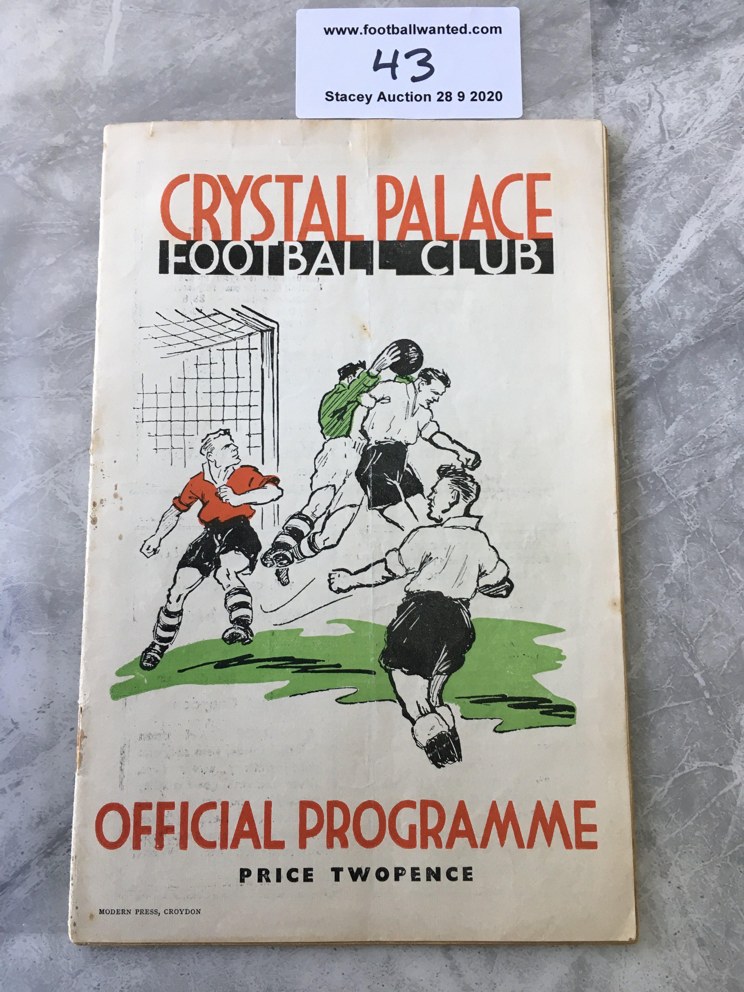 38/39 Crystal Palace v Notts County Football Progr