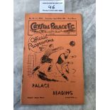 34/35 Crystal Palace v Reading Football Programme: