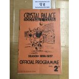 36/37 Crystal Palace v Cardiff City Football Progr