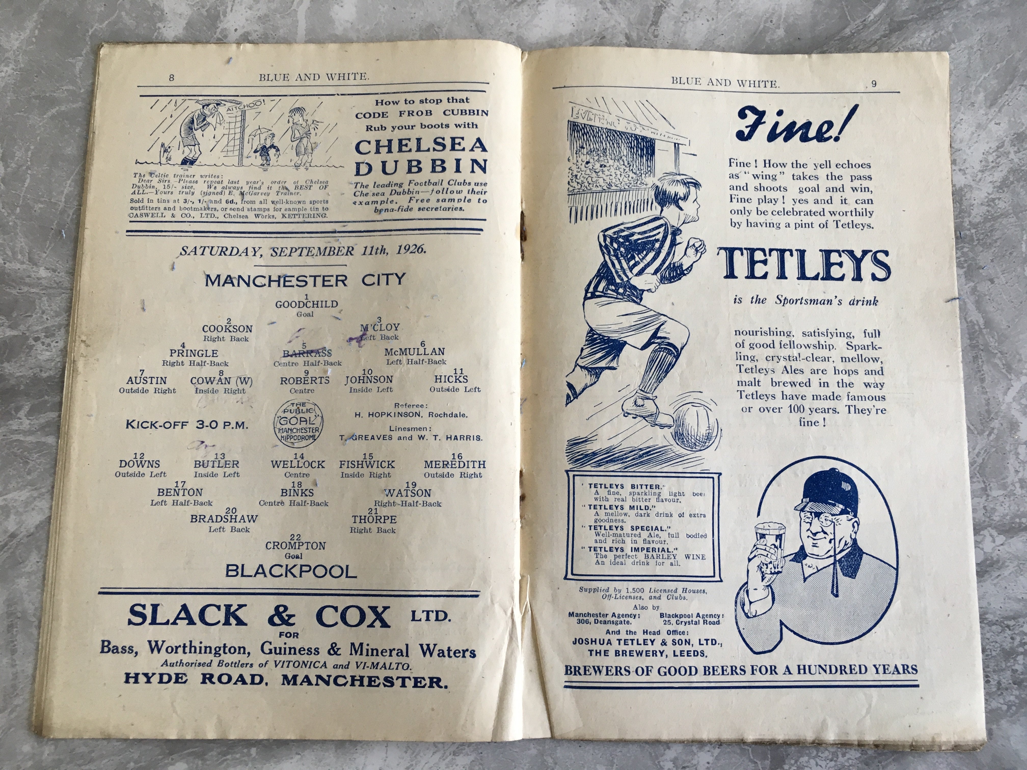 1926/27 Manchester City v Blackpool Football Progr - Image 2 of 2