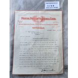 Nottingham Forest 1934/35 Signed Letter: Signed by