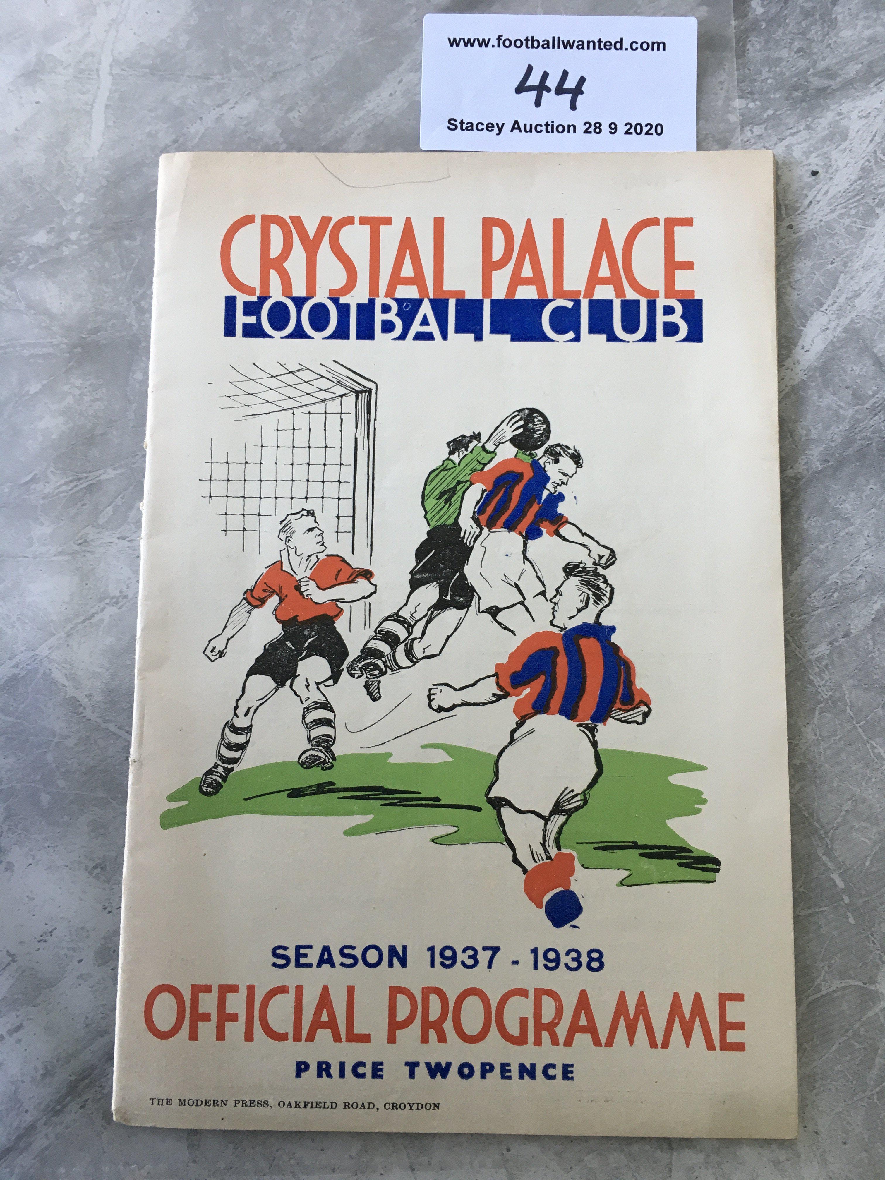 37/38 Crystal Palace v Cardiff City Football Progr