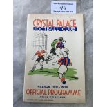 37/38 Crystal Palace v Cardiff City Football Progr