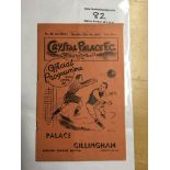 35/36 Crystal Palace v Gillingham Football Program