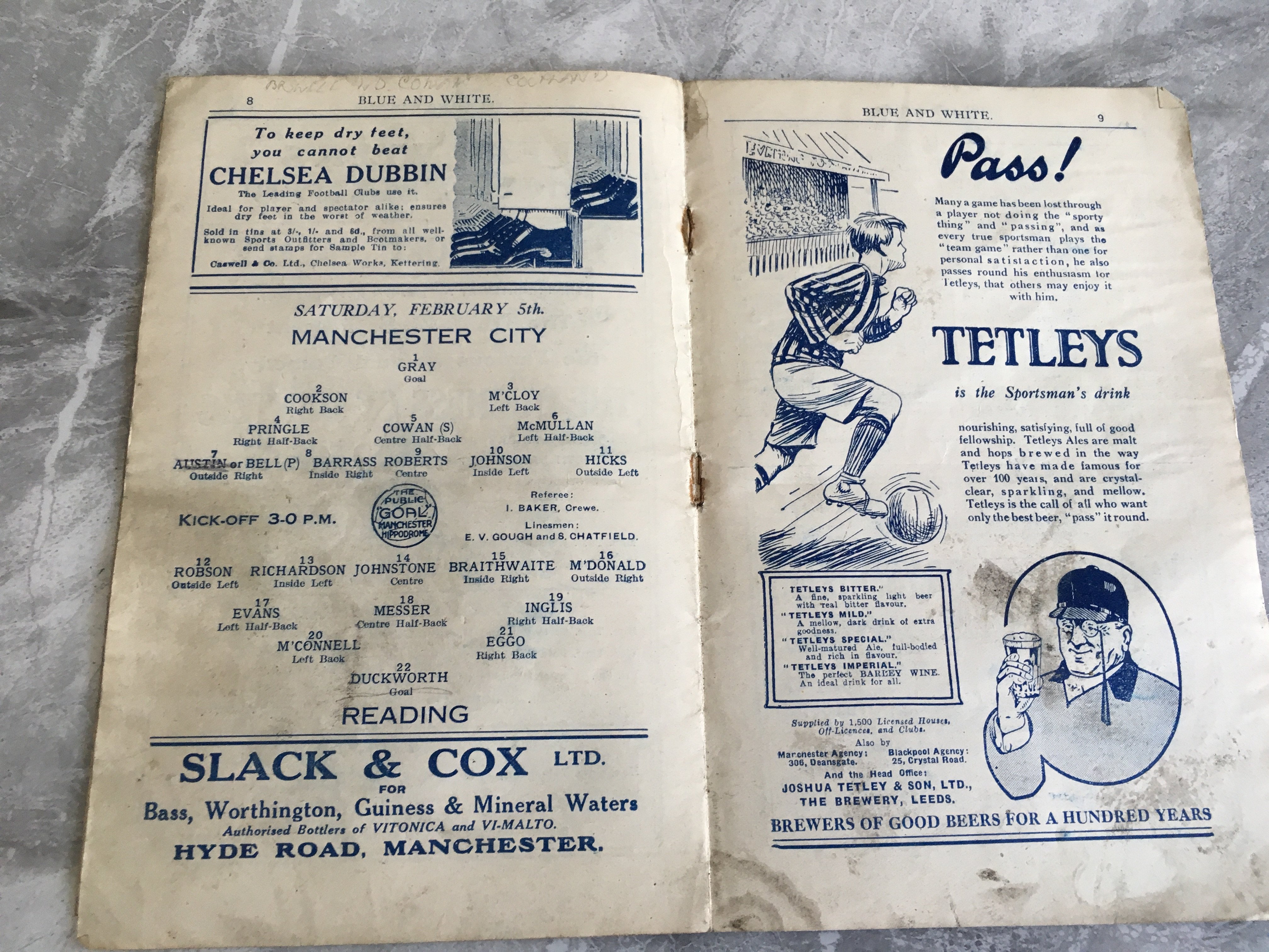 1926/27 Manchester City v Reading Football Program - Image 2 of 2