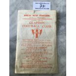 1924/25 Clapton v Tufnell Park Football Programme:
