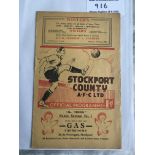 1936/37 Stockport County v Accrington Stanley Foot