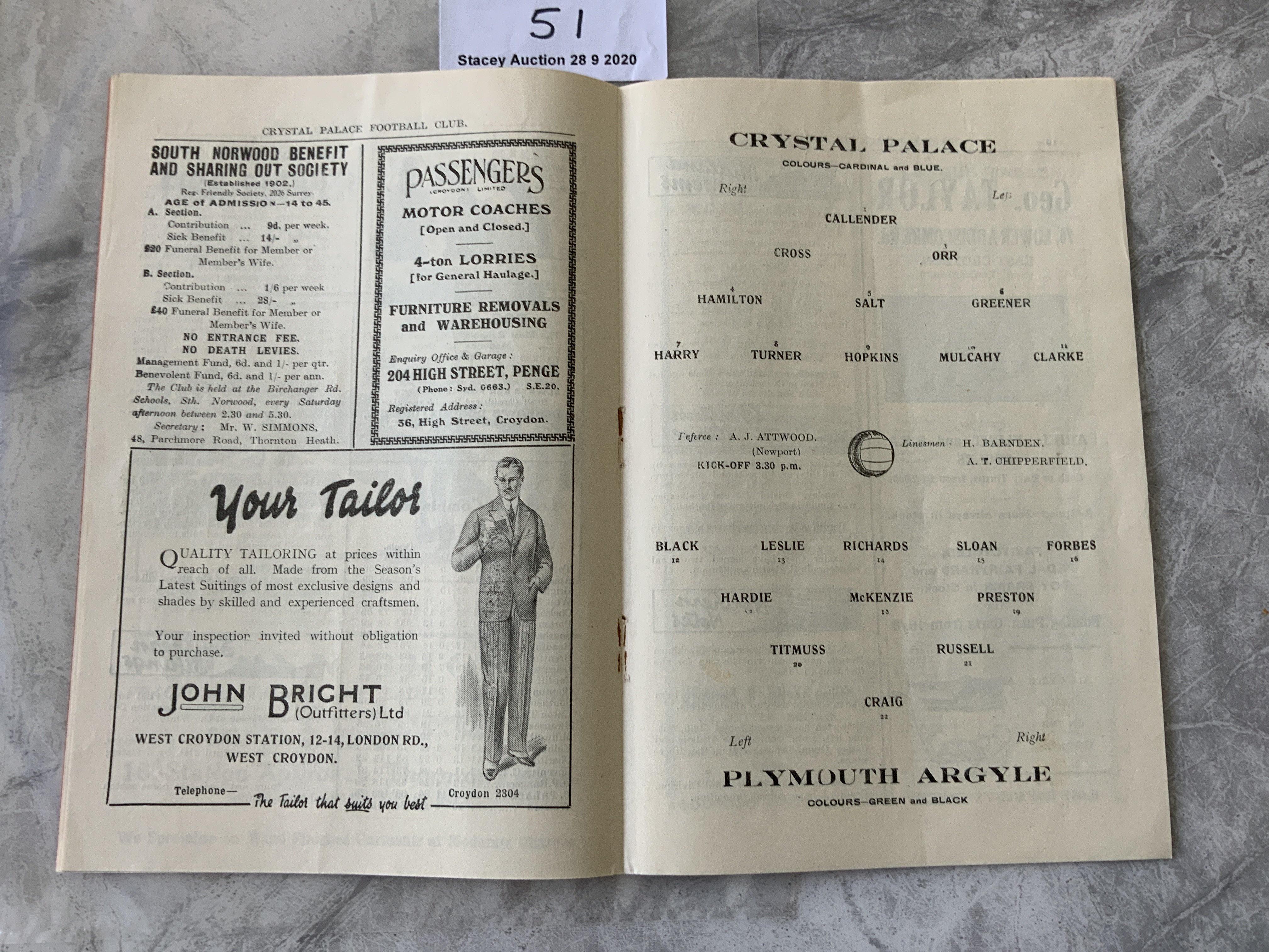 27/28 Crystal Palace v Plymouth Argyle Football Pr - Image 2 of 2