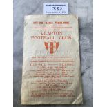 1924/25 Clapton v Dulwich Hamlet Football Programm