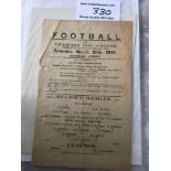 1913/14 Dulwich Hamlet v Clapton Football Programm